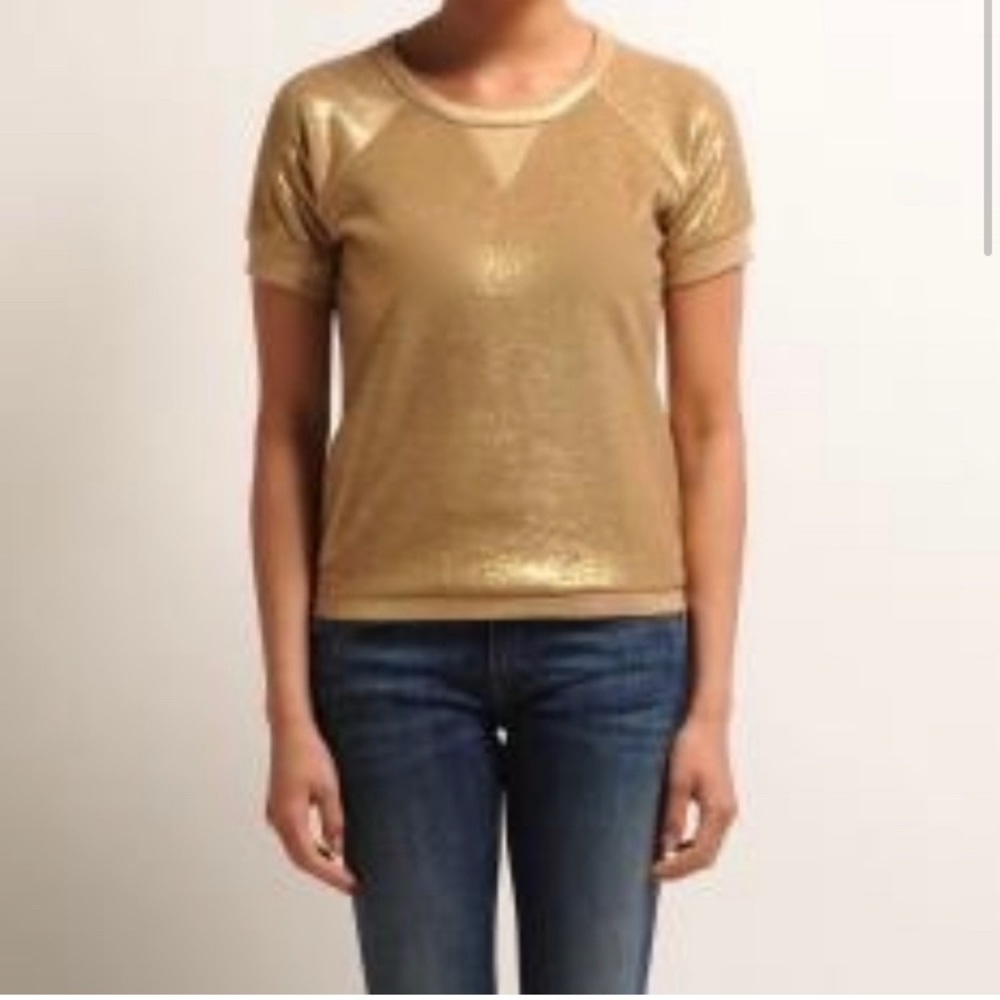 Maje Gold Short Sleeve Top Size M/ 2